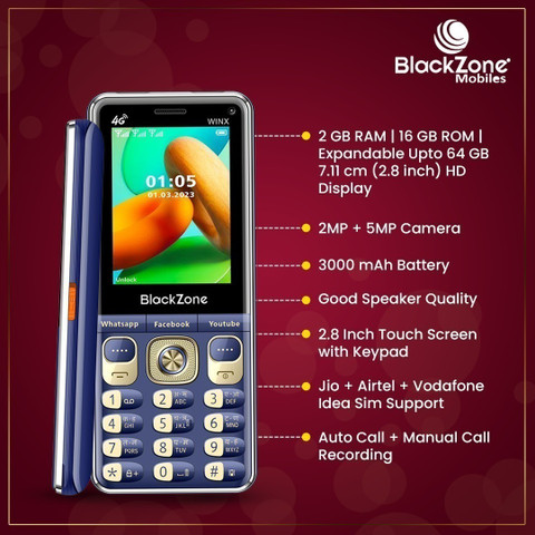 BlackZone WINX 4G Volte with 2.8 Inch keypad ,Touch Screen