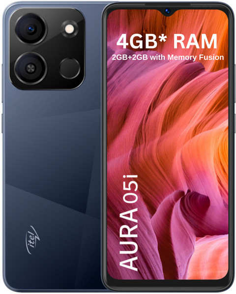 itel Aura 05i|Leather Finish|4000 Mah Battery|Type C Charging Support  (Nebula Black, 32 GB)