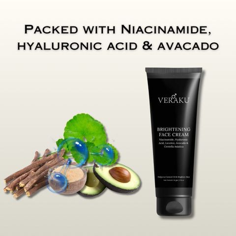 veraku Brightening Face Cream with Niacinamide & Hyaluronic Acid (For Men) (50 g) - Image 6
