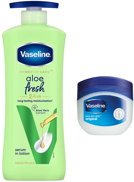 Vaseline Intensive Care, Aloe Fresh body lotion, 600 & Pure skin jelly  original, 4g - Price in India, Buy Vaseline Intensive Care, Aloe Fresh body  lotion, 600 & Pure skin jelly original,