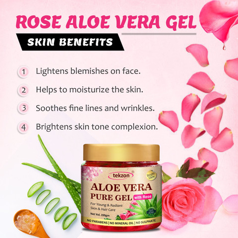 tekzon 100% Pure Rose Aloe Vera Gel for Beautiful Skin & Hair - Price in  India, Buy tekzon 100% Pure Rose Aloe Vera Gel for Beautiful Skin & Hair  Online In India,