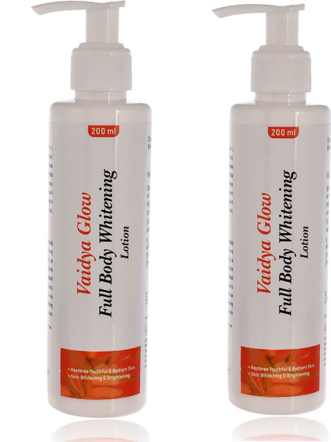 Vaidyaglow FULL Body Whitening Lotion Glutathione & Vitamin C COMBO PACK 2 