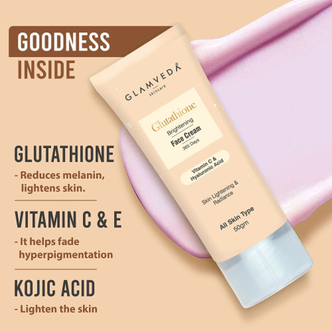 GLAMVEDA Glutathione Face Cream Reduce Dark spots & brighetns Skin tone,  Glow Booster - Price in India, Buy GLAMVEDA Glutathione Face Cream Reduce  Dark spots & brighetns Skin tone, Glow Booster Online