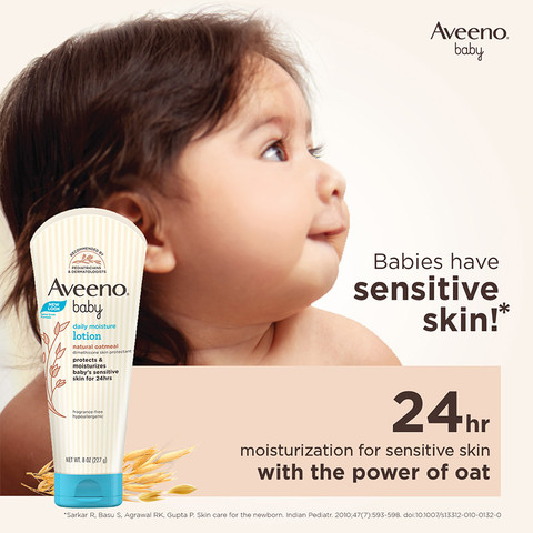 Aveeno Baby Daily Moisturizing Lotion Protects moisturizes baby's  sensitive skin