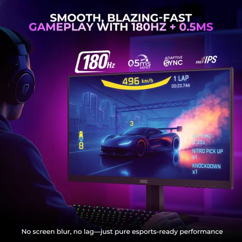 AOC Gaming C24G42E - 24 Inch Full HD Curved Monitor, 180 Hz, 0.5 ms, FreeSync Premium (1920 x 1080, 1 x HDMI 2.0, 1 x DisplayPort 1.4) Black