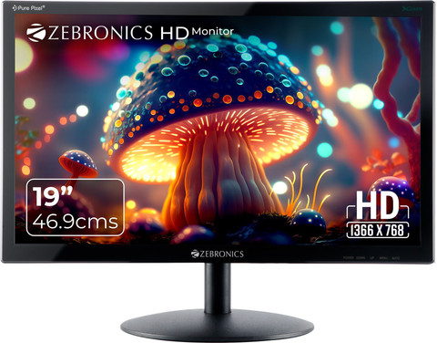 ZEBRONICS 46.99 cm (19 inch) HD LED Backlit TN Panel HDMI, VGA