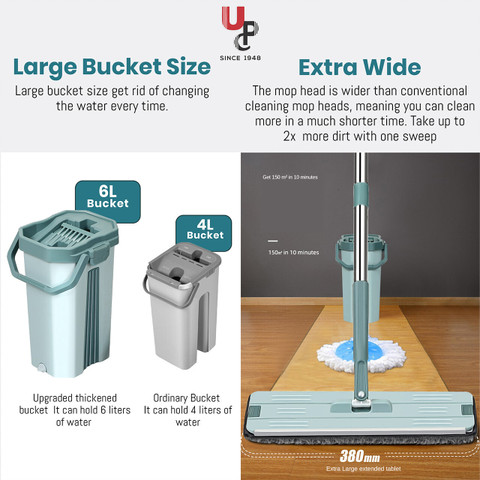UPC Microfiber Bucket 360? Flexible Head|Floor Cleaning Pocha Flat