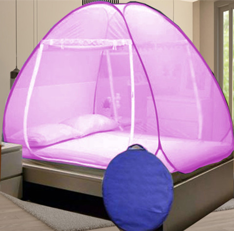 KHANJAN FASHION HUB PINK single bed mosquito net 3x6 machardani stand wali  mosquito net zip lock da Polyester Washable Adults Mosquito Net