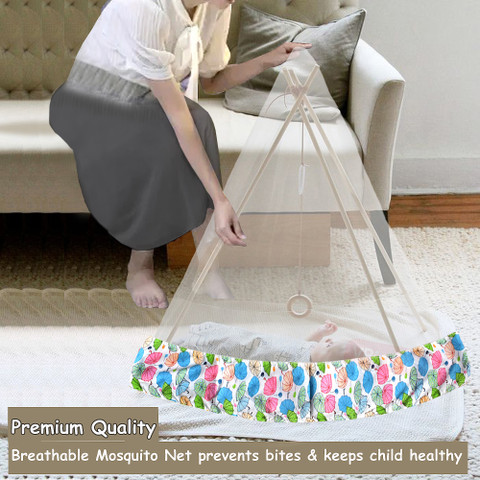 VParents Mosquito Net for Baby Cradle Jhula Saree Swing with Zip Opening at  bottom Polyester Washable Infants Mosquito Net