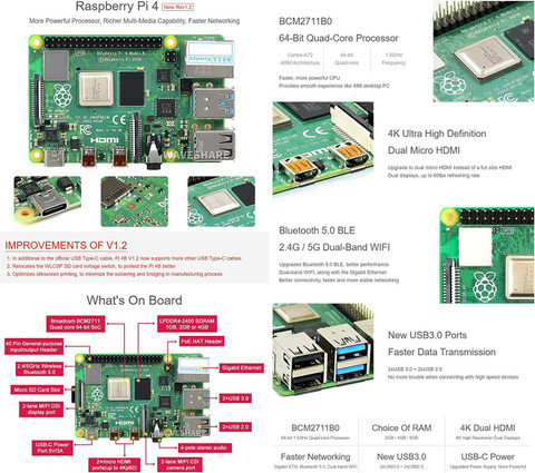 Socket Board For Raspberry Raspberry Pi 4 Model B 2GB RAM AM3+Socket Micro-ATX ARMv7 Chipset DDR4 ...