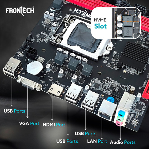 Frontech FT-0491 H61/1066/1333/1600 MHz DDR3 LGA1155 Supports Intel Core  i3/i5/i7 LGA 1155Socket ATX Intel H61 Chipset DDR3 Motherboard for Desktop