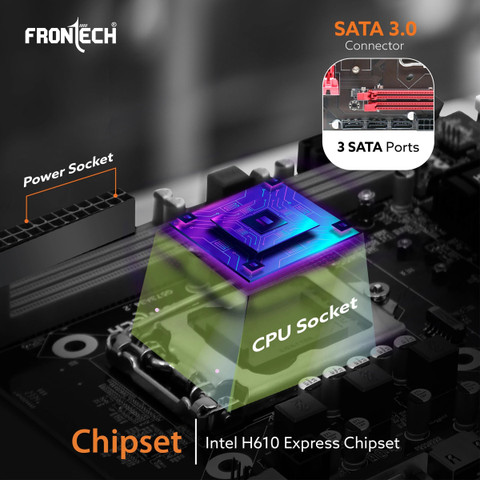 Frontech H610/1700 DDR4 LGA 1700Socket Micro-ATX Intel H610 Chipset DDR4  Motherboard for Desktop