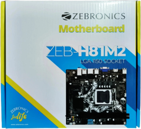 ZEBRONICS ZEB-H81M2 with PCIE NVMe Slot LGA 1150Socket Micro-ATX  Intel H81 Express Chipset DDR3 Motherboard for Desktop, Workstation