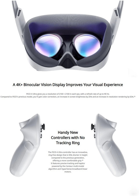 Pico 4Ultra VR Headset All-in-One 4K System|12GB RAM,256GB ROM