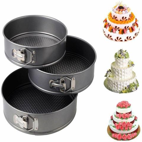 Drunna Teflon Coated Spring Form Set of Round Cake Mould for