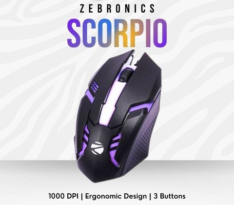 ZEBSTER Zeb Scrpio Wired Ambidextrous Optical Gaming Mouse