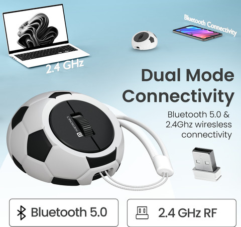 Portronics ToadPlay Football Mini Wireless Mouse, Dual Wireless