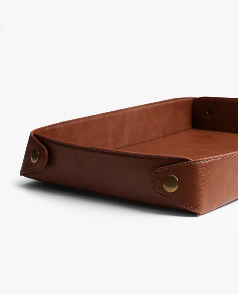DailyObjects Valet Vegan Leather Tray (Tan) Non Slip Base Mousepad