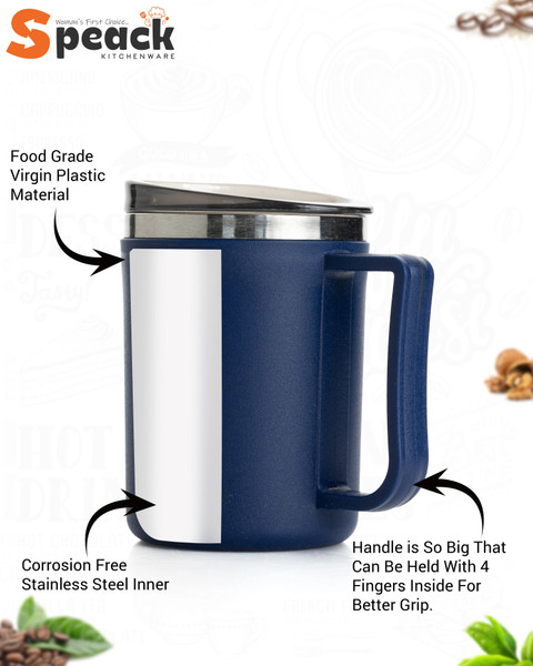 SPEACK Coffee Lover's 1st Preferable Choice Sipper Lid Plastic, Stainless  Steel Coffee Mug