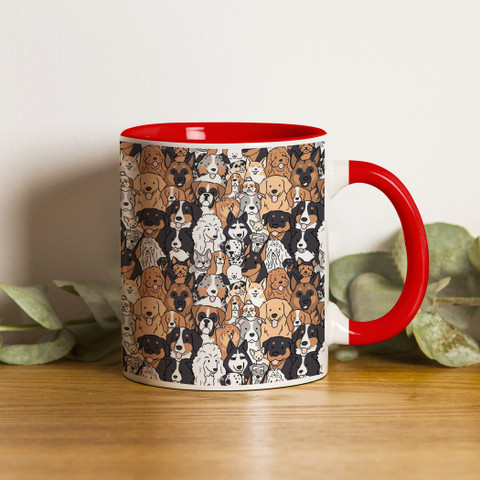 ZORI Dog Breeds Printed Premium Quality Glossy Finished,1 Piece (Red)  Ceramic Coffee Mug
