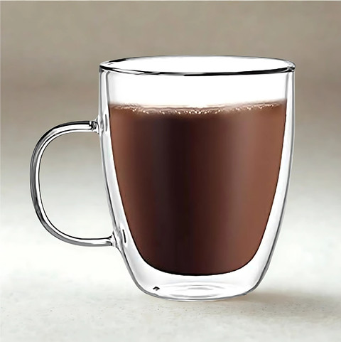 Ramkuwar Glass Coffee or Teas Drinking Glasses 12 OZ Double Wall Thermal  Insulated Cups 350 ml (Pack of 1) P03 Glass Coffee Mug