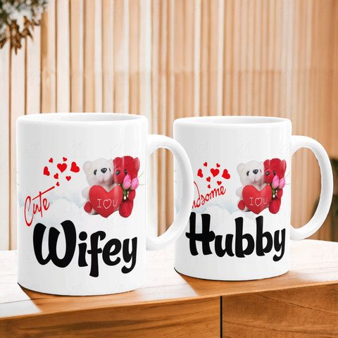 JAIPURART Wifey Hubby Printed Couple Coffee Cup for Husband, Wife On  Anniversary,Birthday Ceramic Coffee Mug