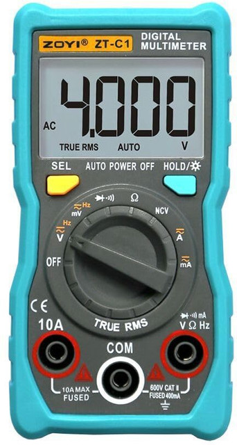 Zoyi ZT-C1 4000 Counts Mini Digital Multimeter With Backlight
