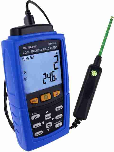 Metravi GM-197 Gauss Meter, Tesla Meter, Magnetometer for AC/DC Static ...