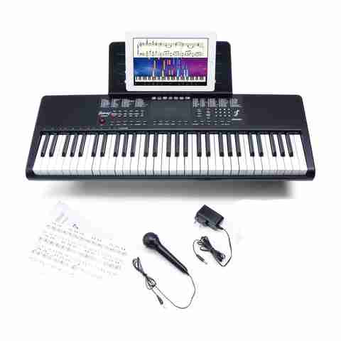 Juarez Octave JRK660 61-Key Electronic Teaching Keyboard Piano with LED Display | Adapter | Key Note Stickers | Mic |Music Sheet Stand | 200 Rhythms | 200 Timbres | 40 Demos | USB Output|8 Percussions Digital Portable Keyboard (61 Keys) - Image 5