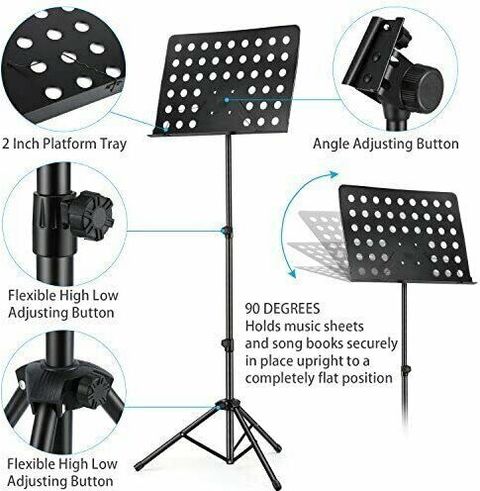 Testudo Foldable Metal Music Stand (Black) - Image 6