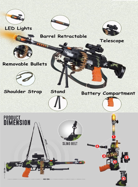 1pc Assault Rifle Toy Gun With Sound And Flashing Lights | SHEIN EUR