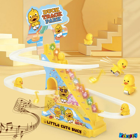Juguete De Patos Que Suben Escaleras – Montaña Rusa Eléctrica Con Pista Deslizante, Diversión Musical Y Automática