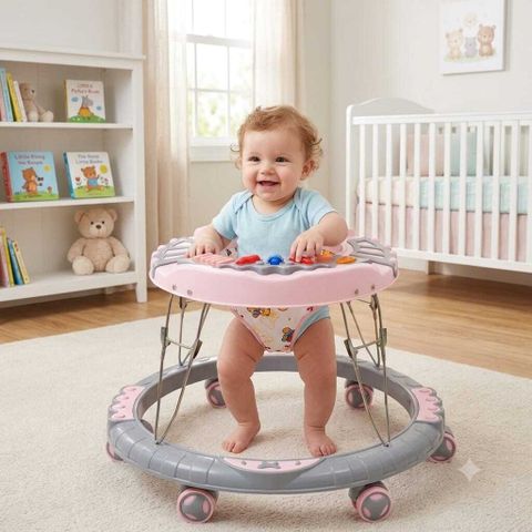 baby tone Musical Baby Walker for Kids with Comfortable Seat and Smooth Wheels (Pink) - Image 6