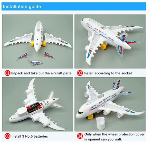 Tenmar Musical AeroPlane Airbus Bump Go Action Toy with Sound