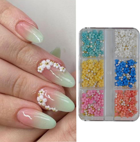 S.A.V.I 3D Flower Nail Art Kit – 3mm and 6mm Sizes, 6 Colors Five