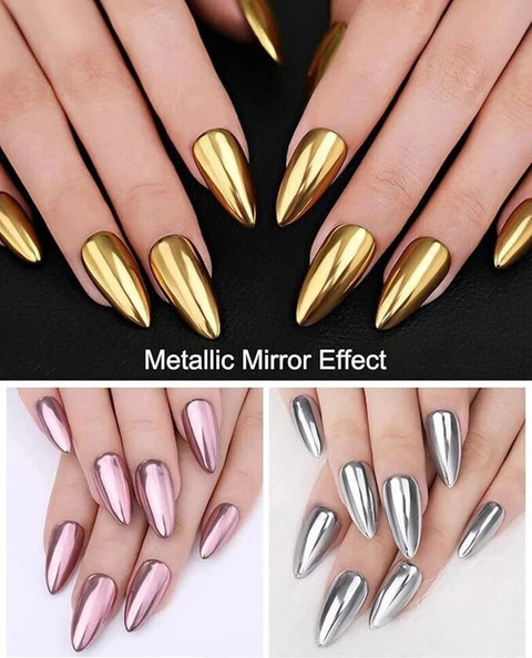 NAILWIND Colors Chrome Nail Powder Set, Reflective Glitter Metallic  Mirror Effect for