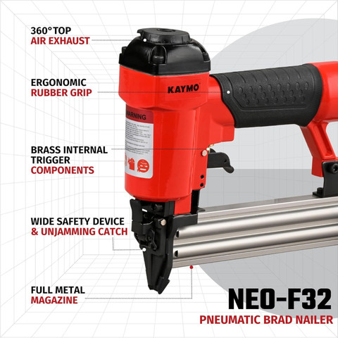 KAYMO Pneumatic Bradder Nailer NEO-F32 Red 10-32mm With BR18G25