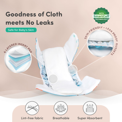 MYLO Baby Leak-Proof Baby Cloth Diaper Reusable, Washable