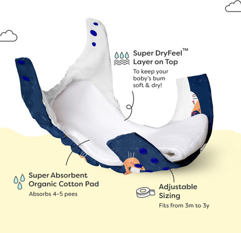 Superbottoms UNO Trim Cloth Diaper with EasySnap for to