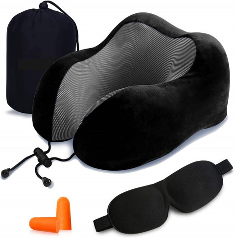 ELITEHOME Travel Pillow for Neck Pain, Sleeping,Travelling With Eye Mask  Noise Isolating Neck Pillow Eye Shade