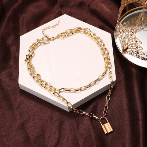 TheVineGirl Latest Double Layered Lock Pendant Chain Necklace For Women  Gold-plated Plated Alloy Necklace