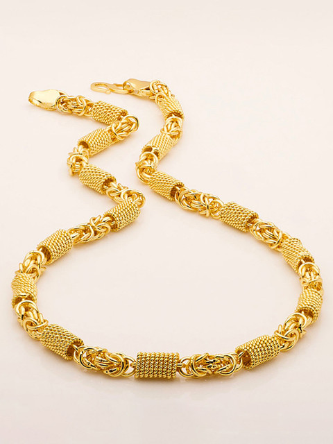Fashion Frill Golden Chain For Boys Stylish Heavy Golden Neck For Men 20  Inches Gold-plated Plated Brass Chain Set