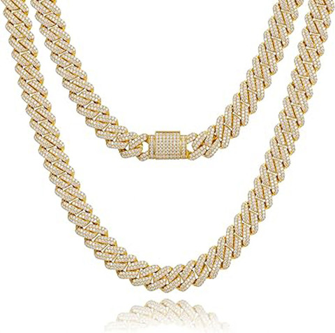 zebisco Iced Out Necklace for Men Cuban Link Chain Diamonds Choker