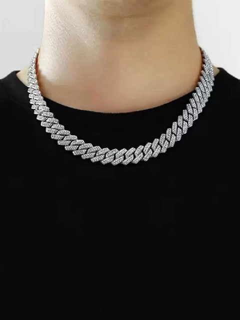 Vivity MC Stan 18k Silver Chain Hip hop Rapper Festive Party