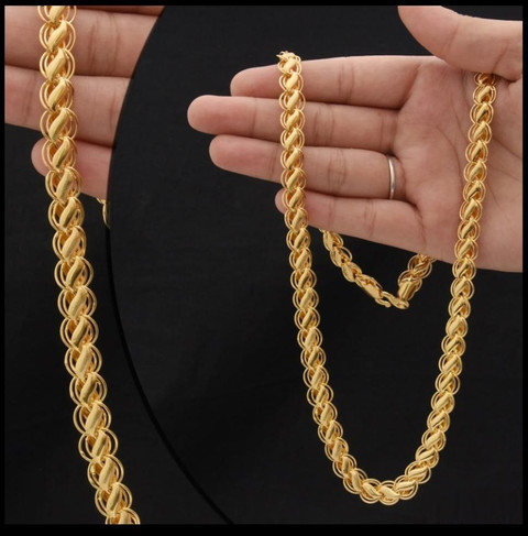 DMJ 21Inch Premium (High Quality) Finely Detailed Handmade Chain in Gold  Plating Gold-plated Plated Stainless Steel Chain