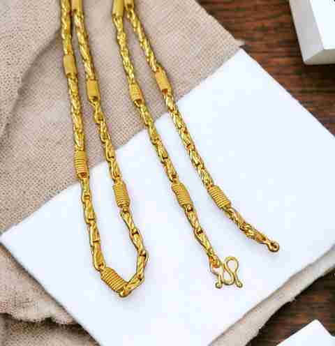 HN JEWELLERY One Gram Gold Chain Gold Designer 24 Inch Gold Plated Long  Chain Gold-plated Plated Brass Chain