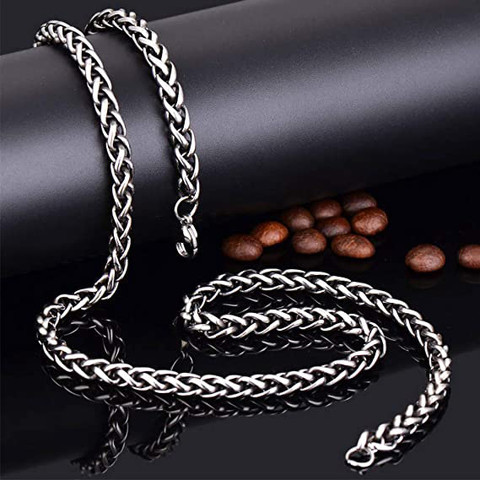 Minprice Pure Stainless Steel Silver Round 6mm Thick Necklace Chain for Men  and Boy Stainless Steel Chain