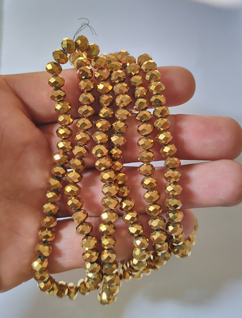 Siddka Gold Colour Crystal Beads 8mm (1 Line 70 Beads) Crystal