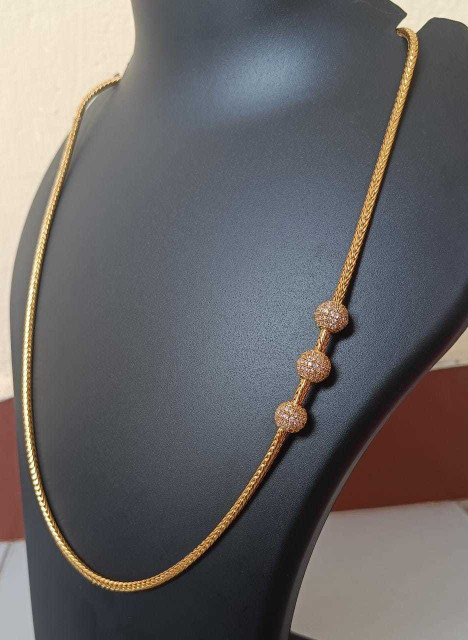 RJ FASHION MUGAPPU THALI CHAIN Cubic Zirconia Gold-plated Plated