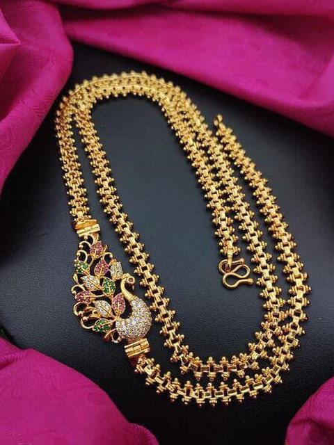 crystal fashion store Amreican Diamond Gold Plated 24 Inch Mugappu